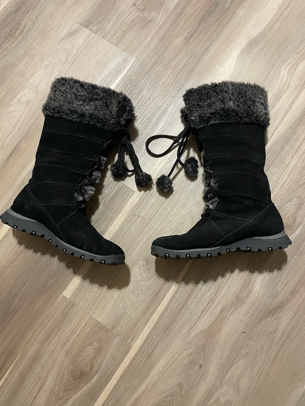 Skechers Ladies Black Suede Leather Boots Size 8